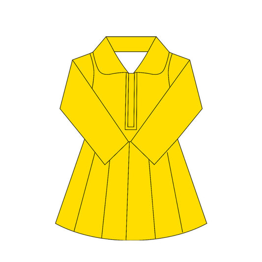 ( Moq 10 ) Baby Girl Yellow Long Sleeves Zipper Activity Wear Yoga Knee Length Dress