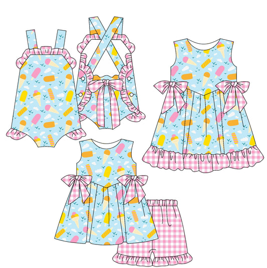 Baby Girl Popsicles Bows Sibling Romper Dress Set ( Moq 5 Each Style ) 2.17