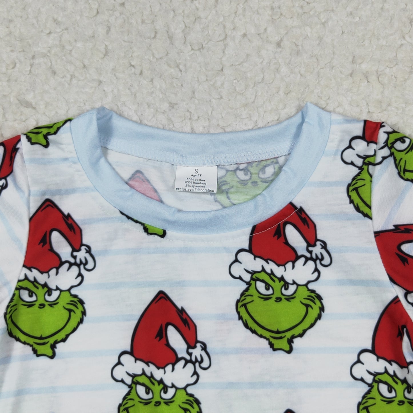 Baby Boy Long Sleeves Green Face Shirt Pants Bamboo Pajamas Christmas Set