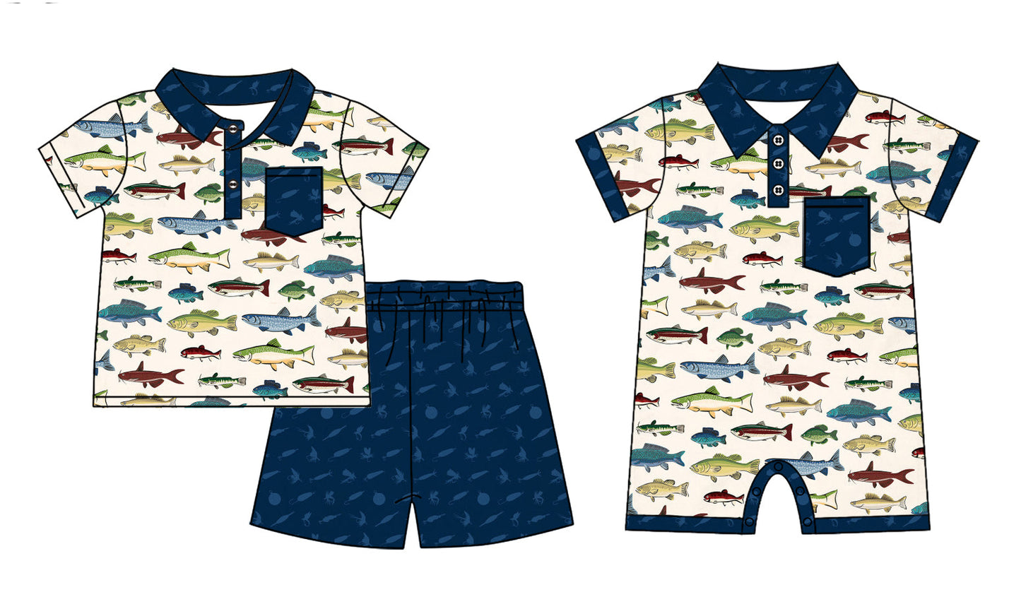 Baby Boy Short Sleeves Fish Sibling Romper Set ( Moq 5 Each Design ) 12.13