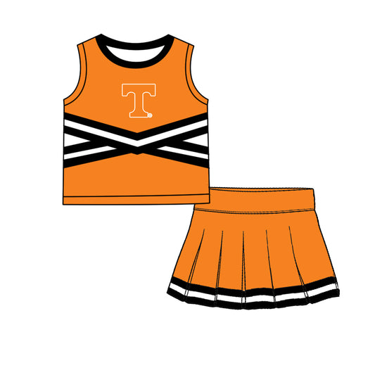 ( Moq 5 ) Baby Girls Kids Sleeveless Vest Skirt Shots Team Set Clothes