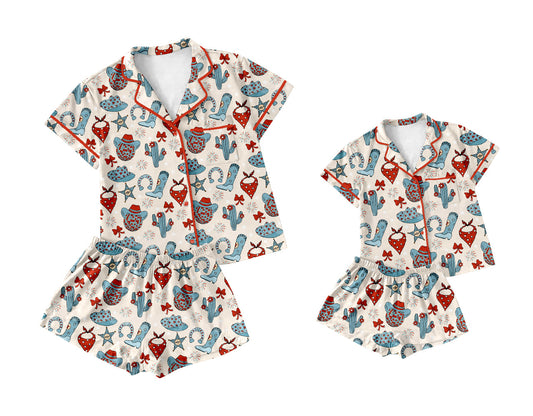 Baby Girl Adult Women Western Cactus Sibling Pajamas Set ( Moq 5 Each Style ) 1.17