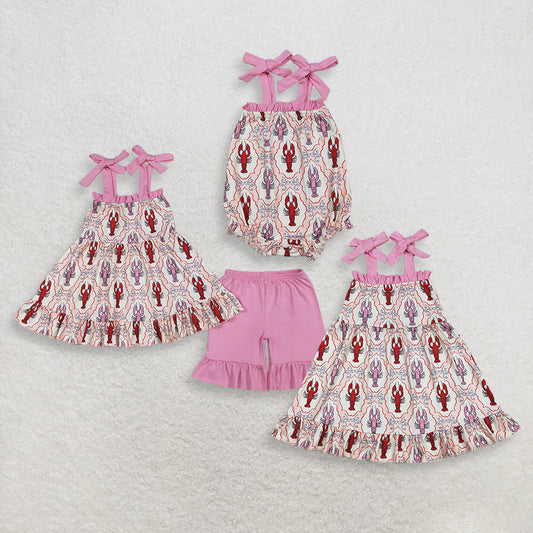 Sibling Baby Girls Kids Straps Crawfish Tops Shorts Set Romper Summer Clothes RTS