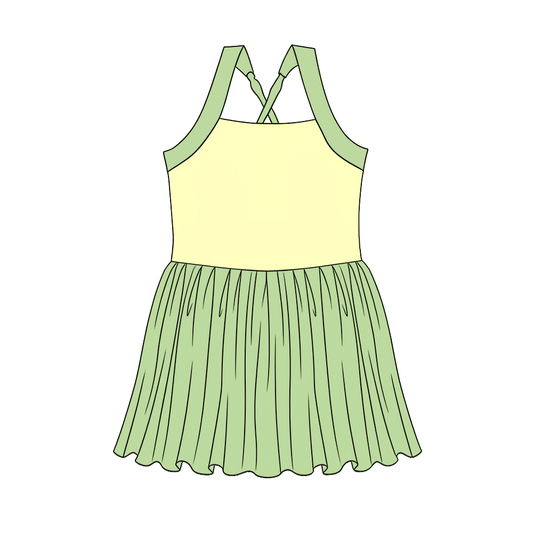 ( Moq 5 ) Preorder GSD3981 Baby Girls Kids Sleeveless Princess Yoga Active Knee Length Dress