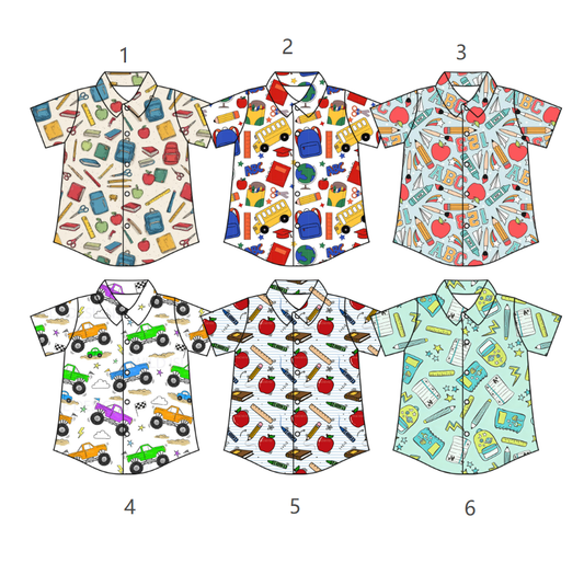 ( Moq 5 Each Style ) Sibling Baby Boys Kids Short Sleeves Buttons Shirts Back to School Tops