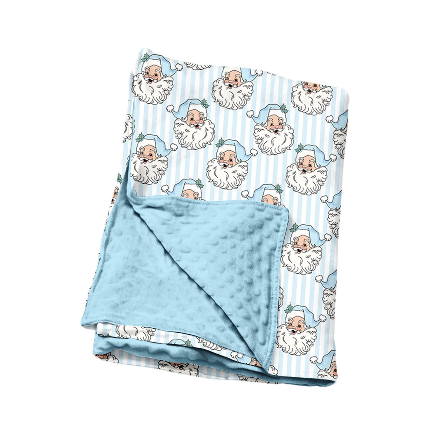 ( Moq 5 ) Preorder Baby Children Kids Christmas Santa Blue Stripes Blanket