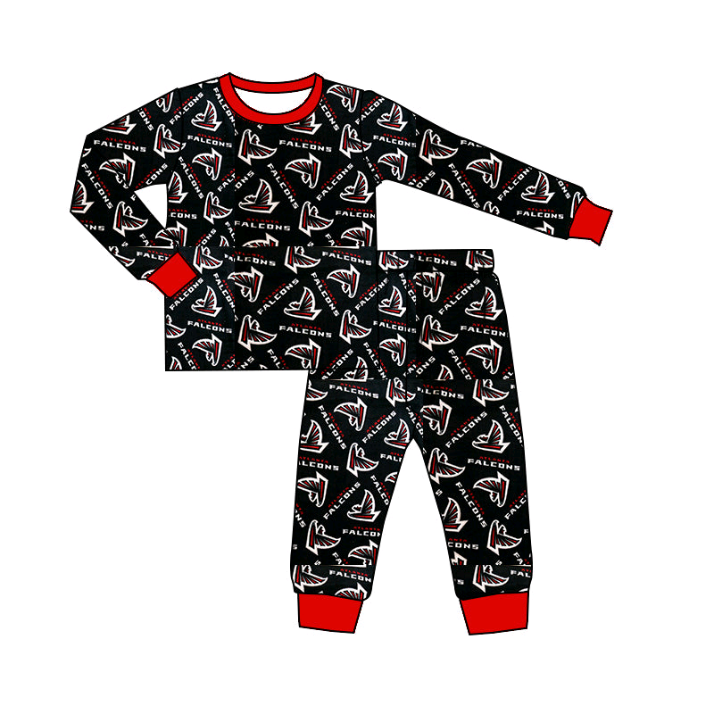 Preorder (moq 5)Baby Boys Black Football Team Shirt Bell Pants Pajamas Outfits Clothes Sets