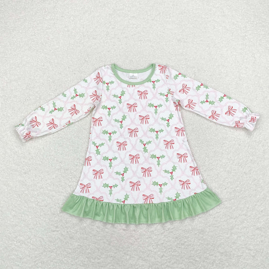 Baby Girl Long Sleeves Christmas Bows Ruffle Dress