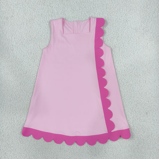 Baby Girls Kids Sleeveless Scalloped Zipper Pink Dress Yoga Active Clothes RTS