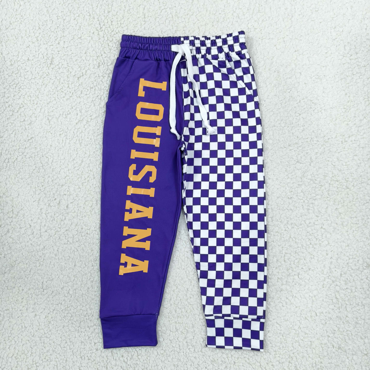Baby Boys Kids Purple Checked Pockets Pants Bottoms Team Clothes RTS