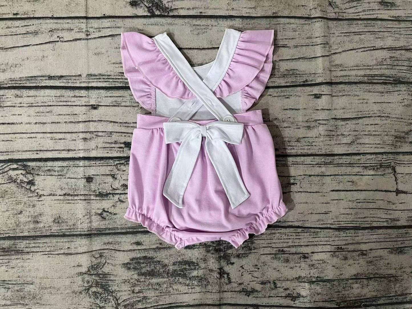 No Moq Pre-order SR0620 Easter Baby Girl Rabbit Purple One Piece Romper