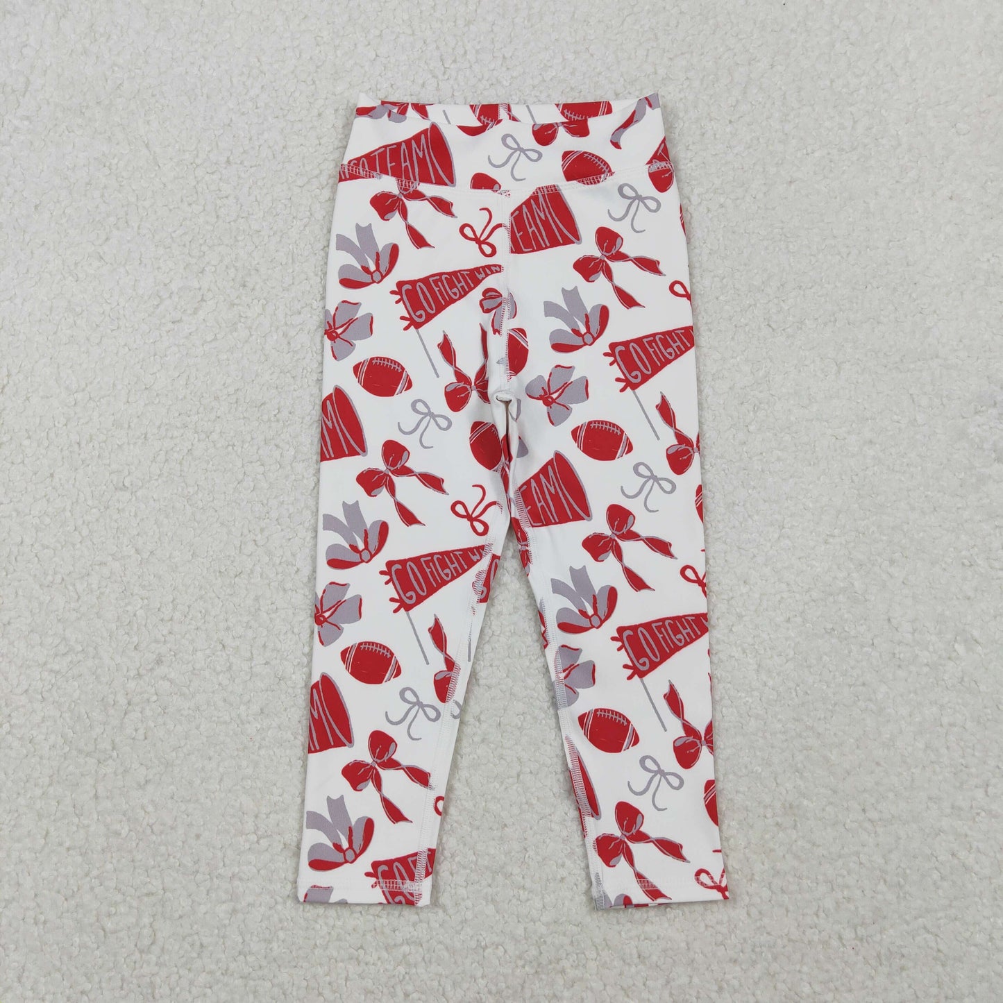 Baby Girls Kids Red Football Bows Team Cheer Yoga Active Pants Bottom RTS