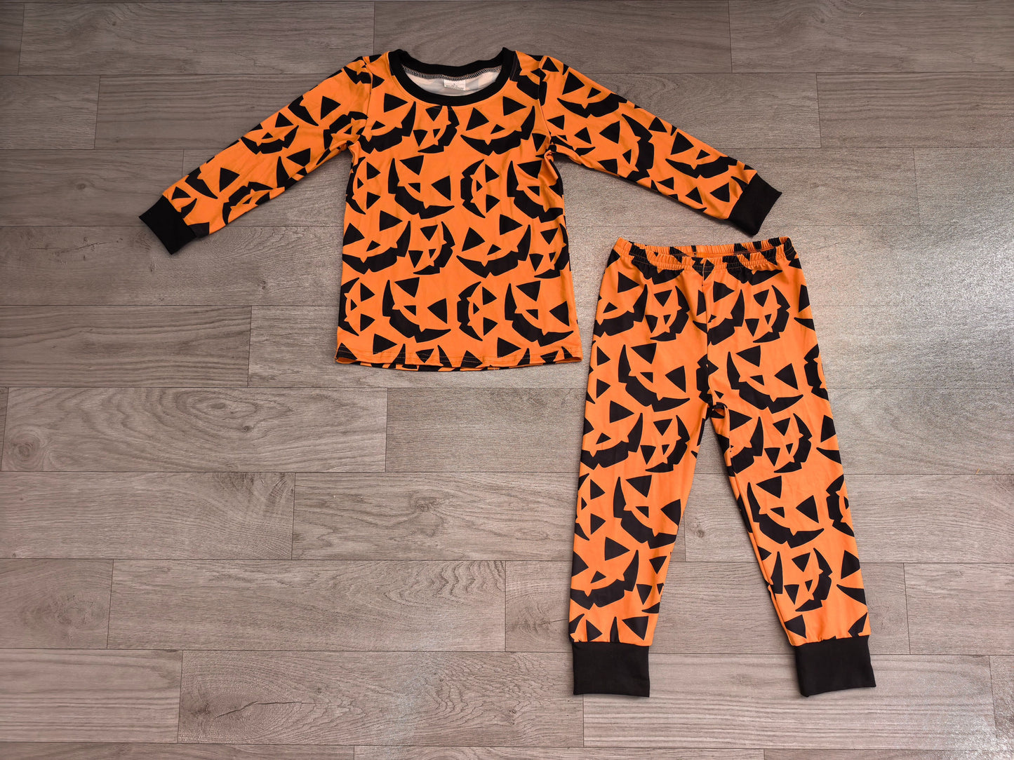 ( No moq ) Preorder Baby Boys Kids Long Sleeves Halloween Pumpkins Shirt Pants Pajamas Set Clothes