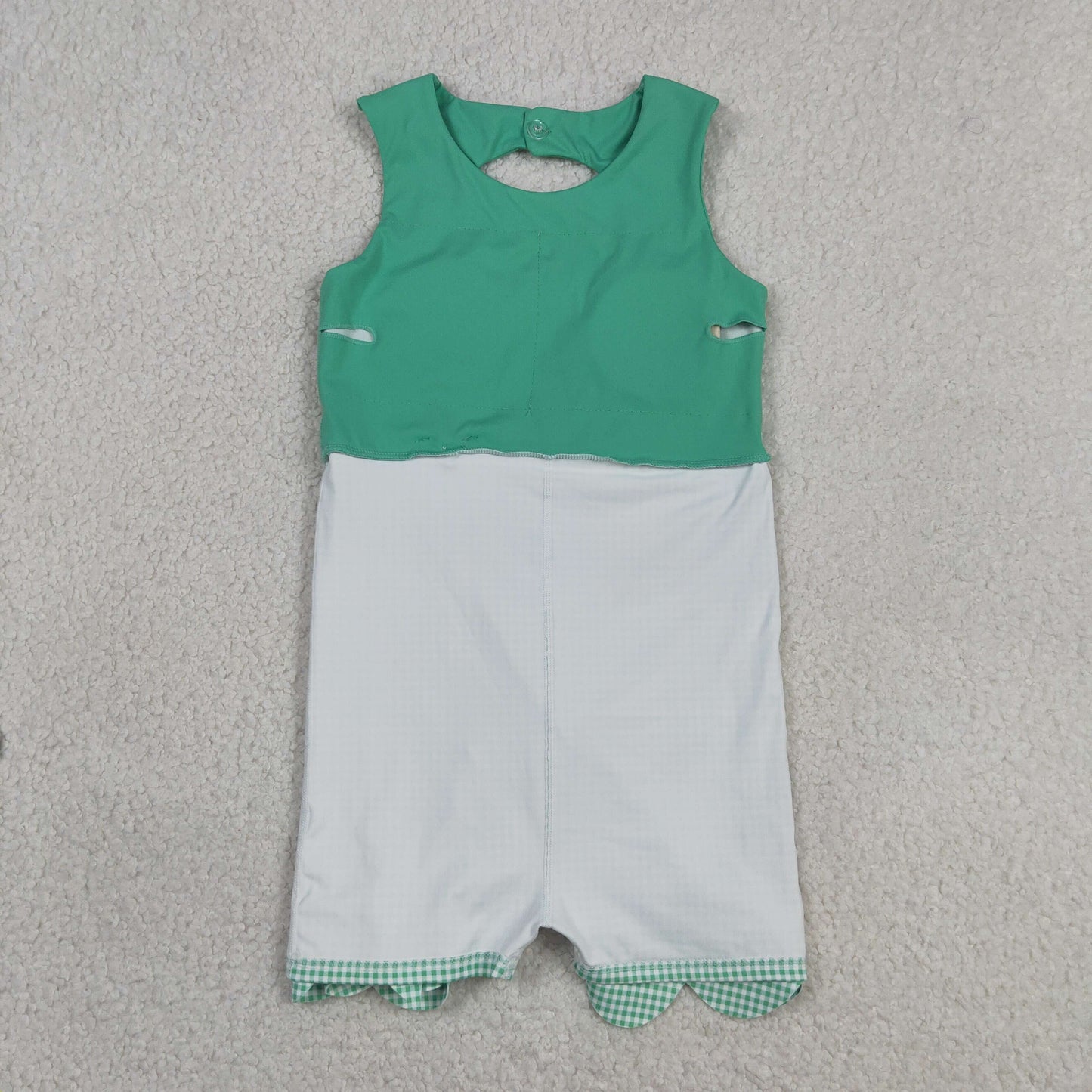 Baby Girls Sleeveless Green Plaid Bows with Shorts Yoga Scallop Dress RTS
