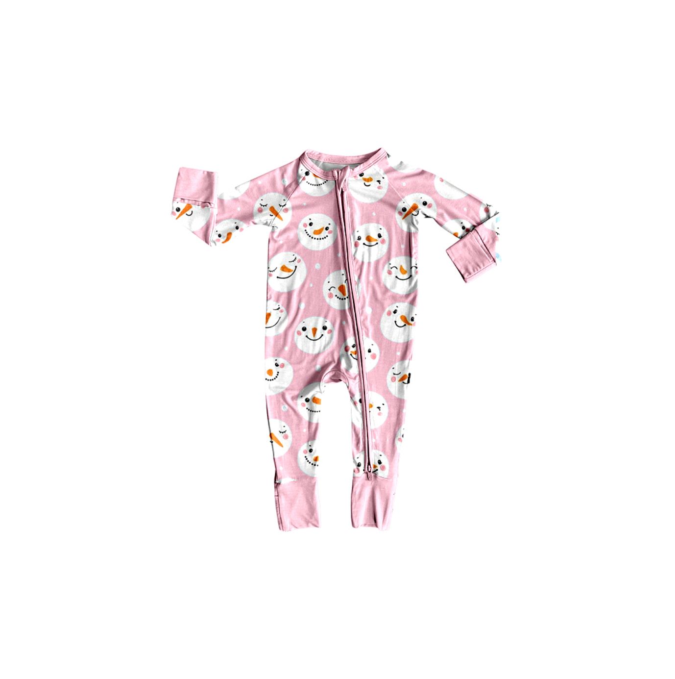 ( Moq 5 ) Preorder Baby Girls Kids Long Sleeves Christmas Zipper Sleeper Footie Romper Pink Clothes