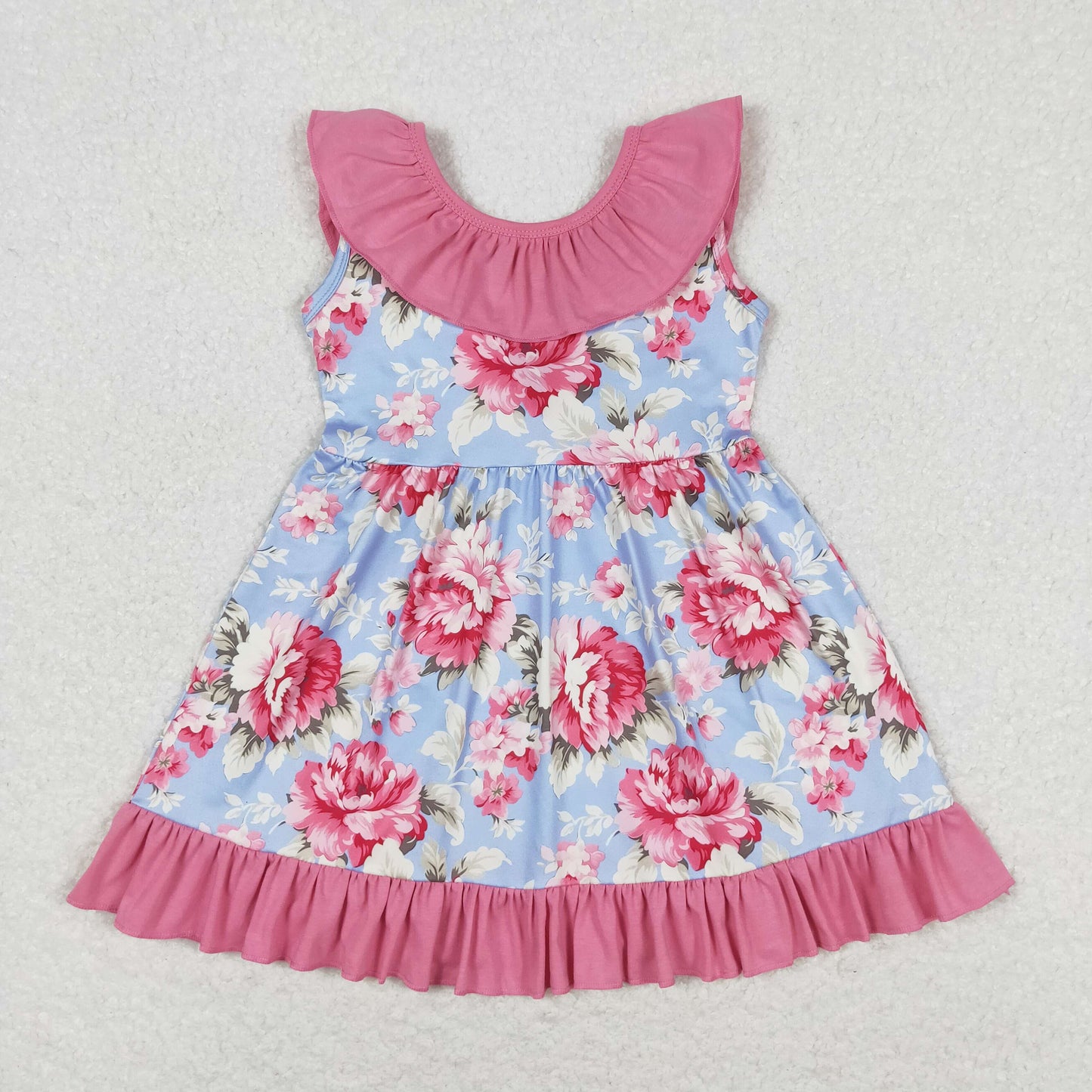 Baby Girl Sleeveless Flower Summer Pink Bow Dress