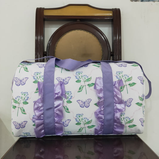 Baby Girl Kids Adult Flower Bows Butterfly Purple Ruffle Travel Package Gym Bags RTS