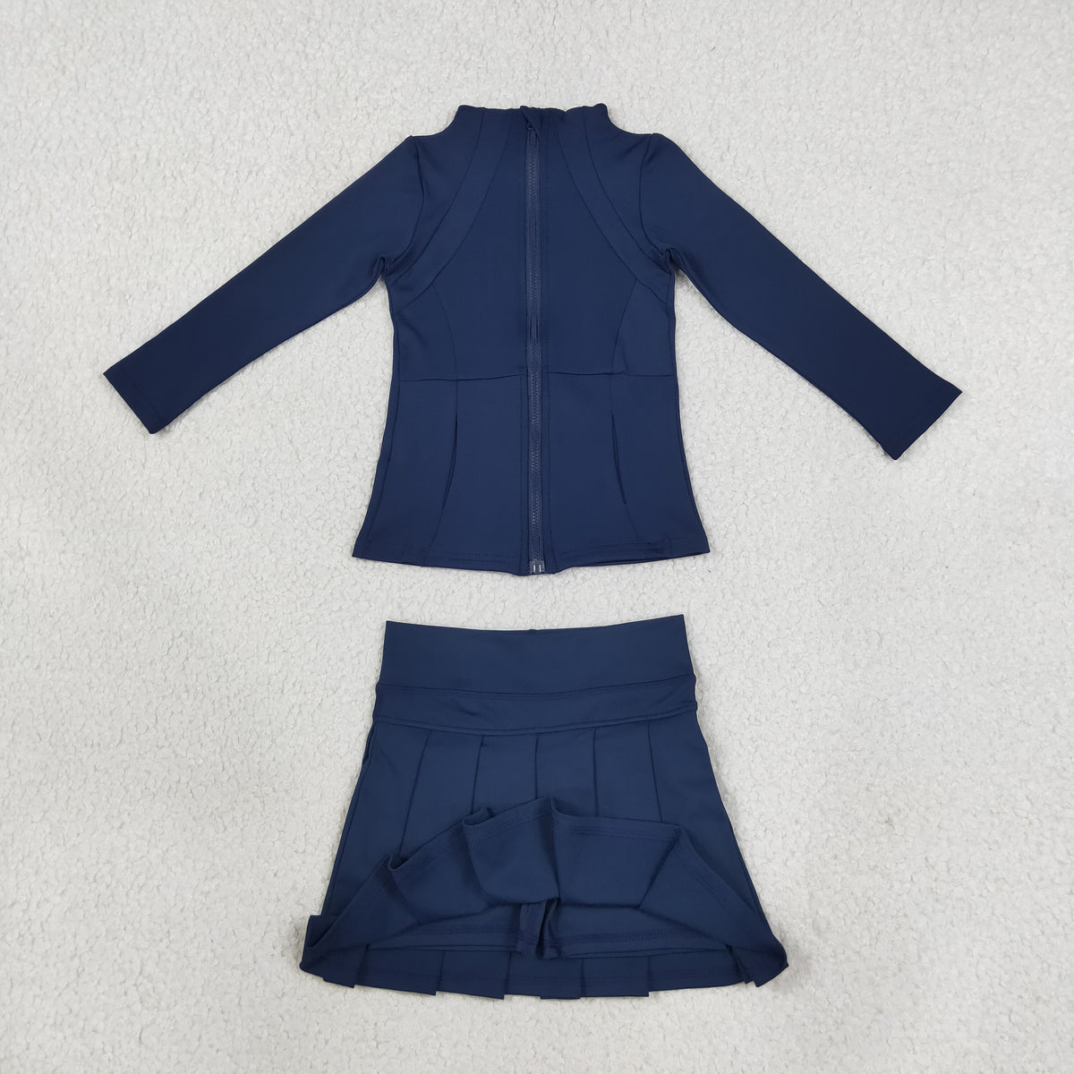 Baby Girls Kids Long Sleeves Zipper Cardigan Skirt Shorts Navy Set Yoga Active Clothes RTS