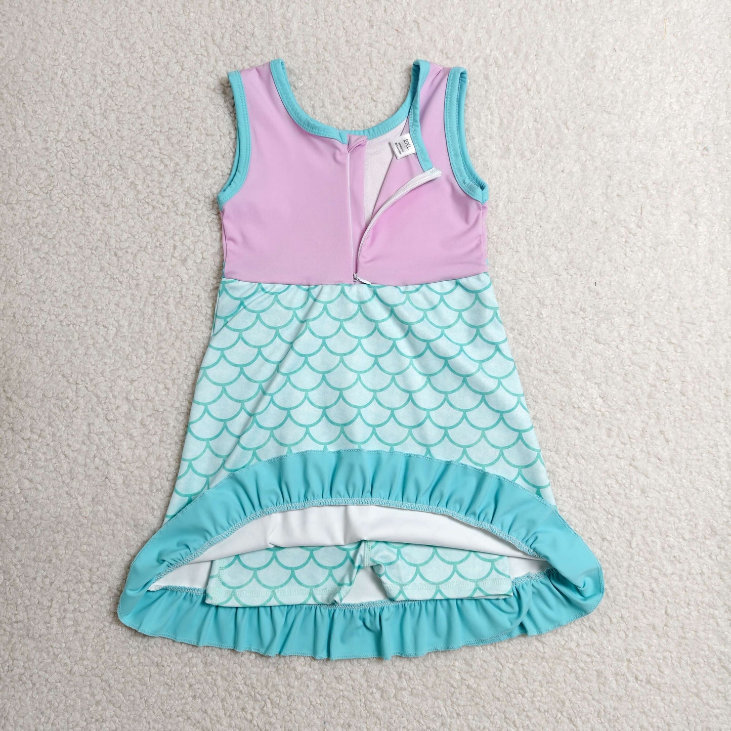 Baby Girls Kids Sleeveless Yoga Active Shorts Knee Length Mermaid Dress Scallop Clothes RTS