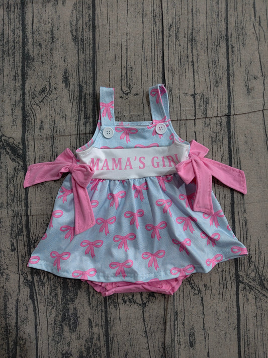 ( No moq ) Preorder Baby Girls Kids Mama's Girl Bows Tops Pink Bummie Shorts Summer Set