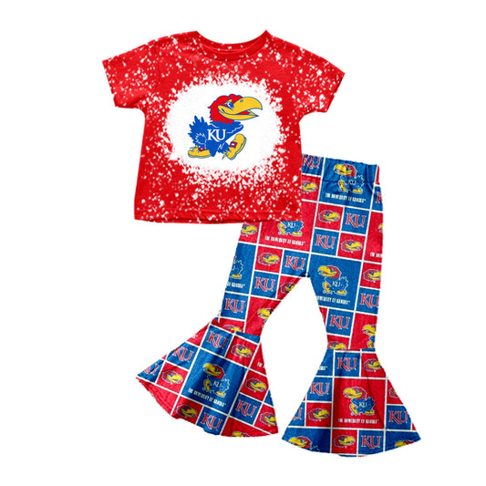 Baby Girl Short Sleeves Team Shirt Bell Pants Outfit Moq 5