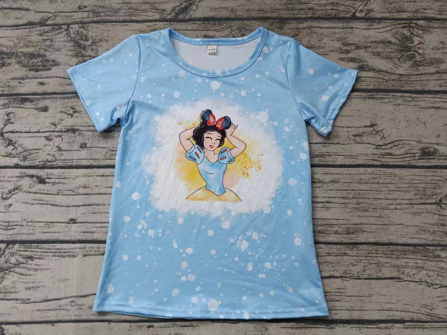 Moq 5 Pre-order Baby Girl Short Sleeves Princess Blue Shirt Tops
