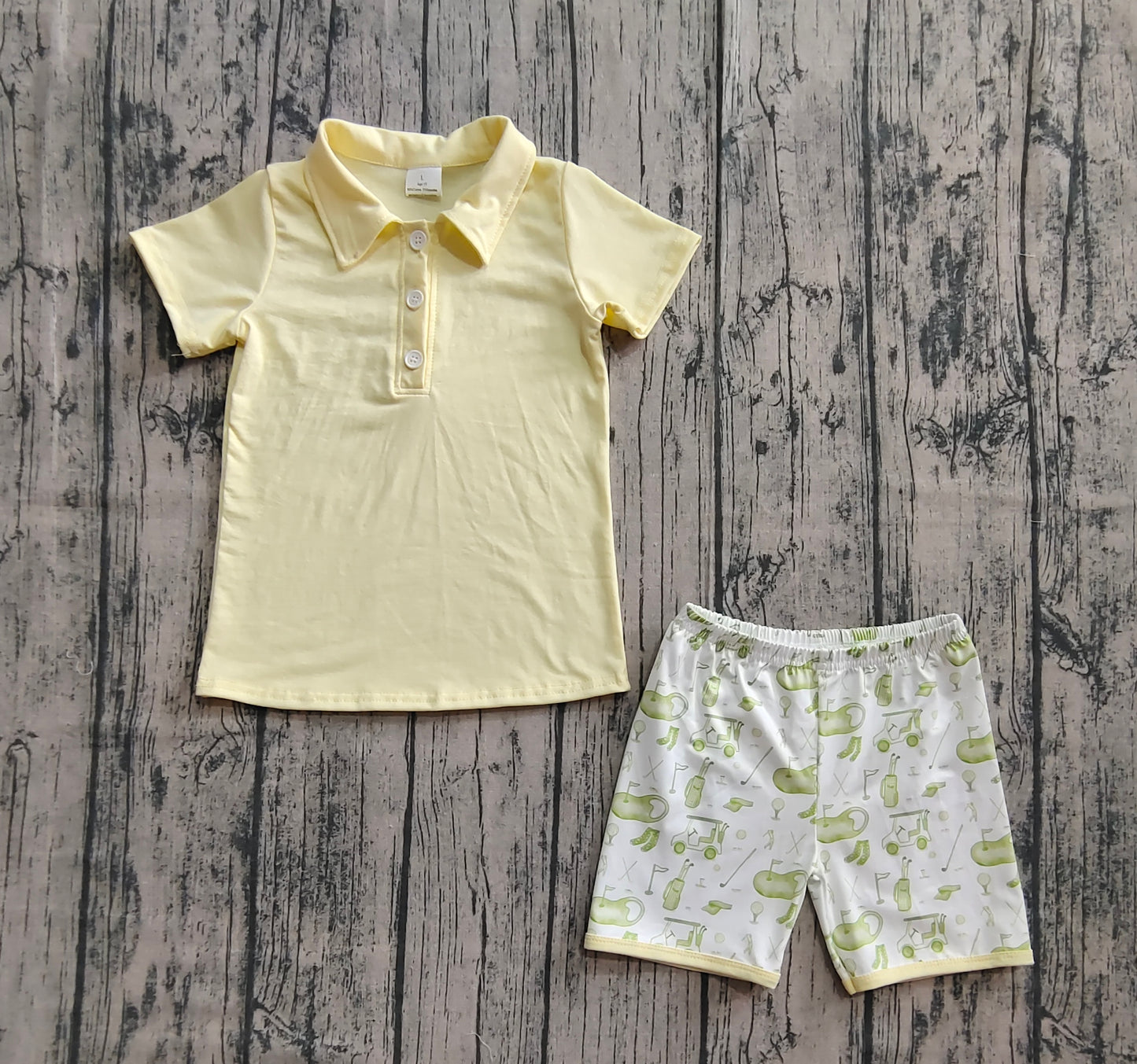 Baby Boy Short Sleeves Yellow Buttons Shirt Golf Shorts Summer Clothes Set RTS