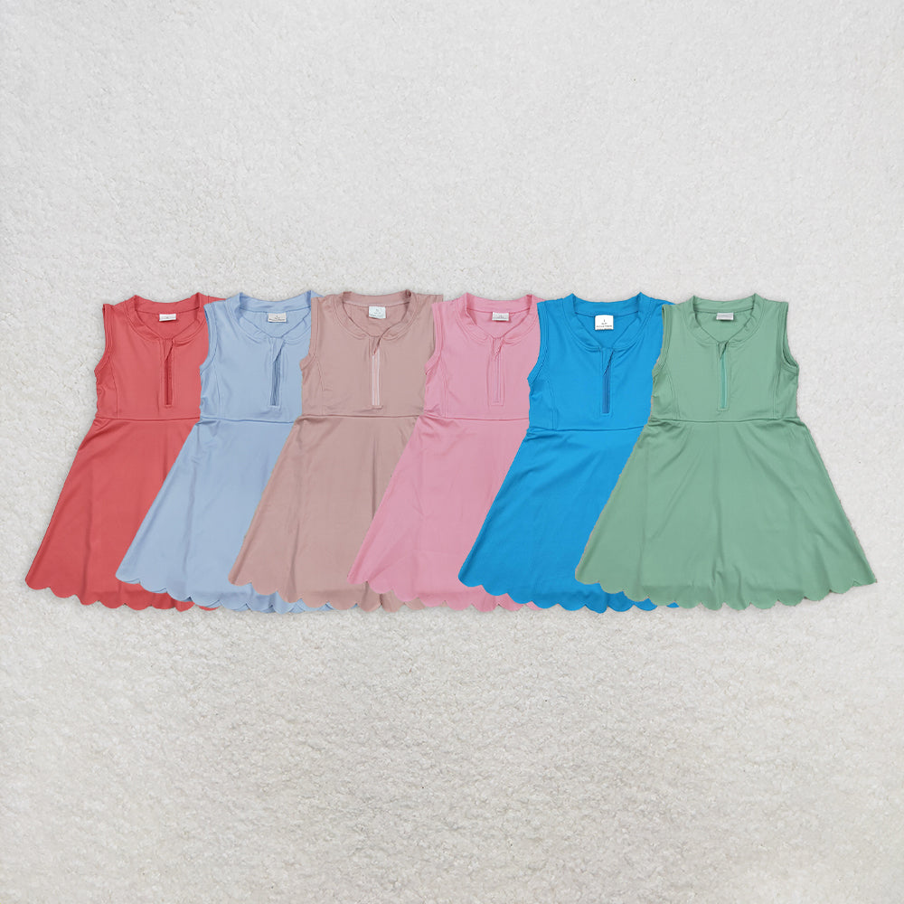 Baby Girl Summer Yoga Active Knee Length Zipper Dress Sibling Clothes RTS