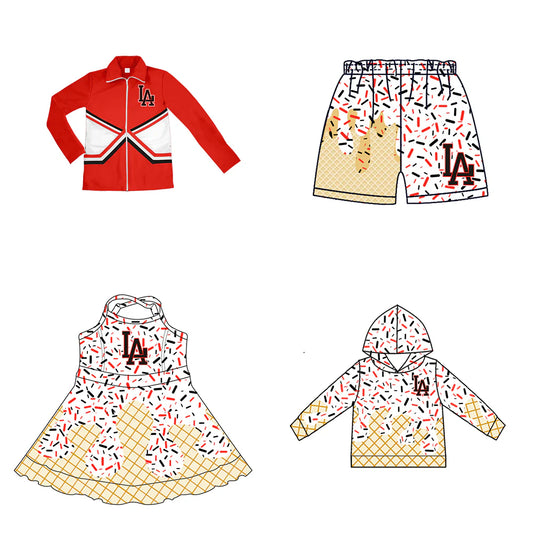 ( Moq 5 each style ) Baby Boy Girl Summer Team Sibling LA Drip Bows Shorts Shirt Dress Set 7.26