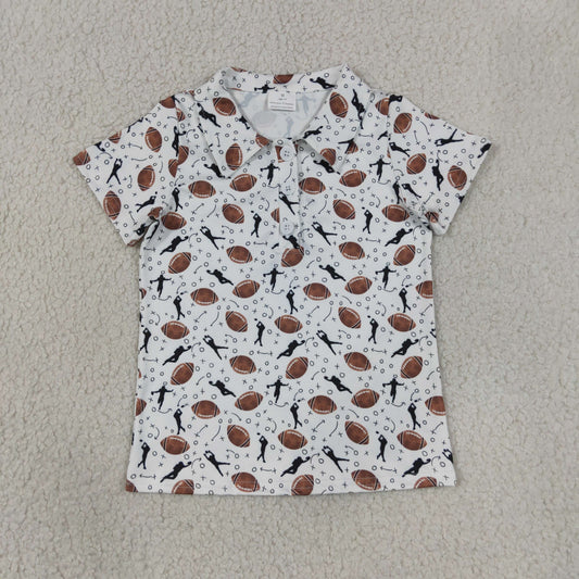 Baby Boy Short Sleeves Football Bows Buttons Summer Shirt RTS