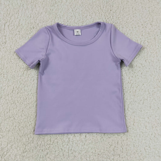 Baby Girls Kids Short Sleeves Lavender Shirt Yoga Active Tops Clothes RTS