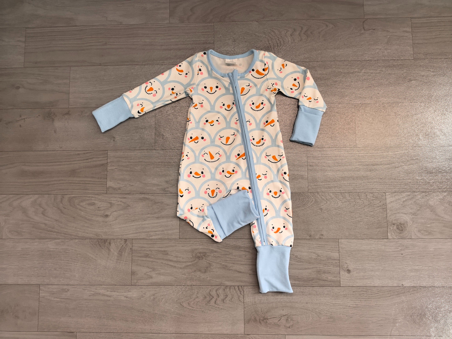 ( No moq ) Preorder Baby Boys Kids Long Sleeves Christmas Zipper Sleeper Footie Romper Blue Clothes