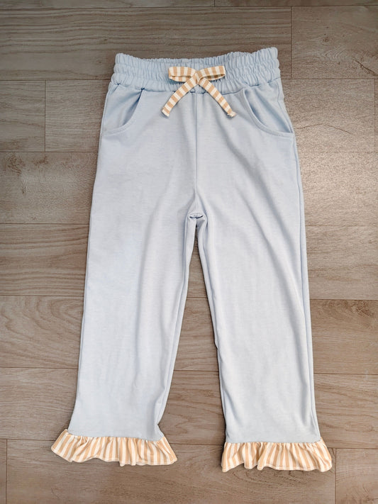 ( No moq ) Baby Girls Kids Pockets Bows Pants Bottoms Blue Clothes