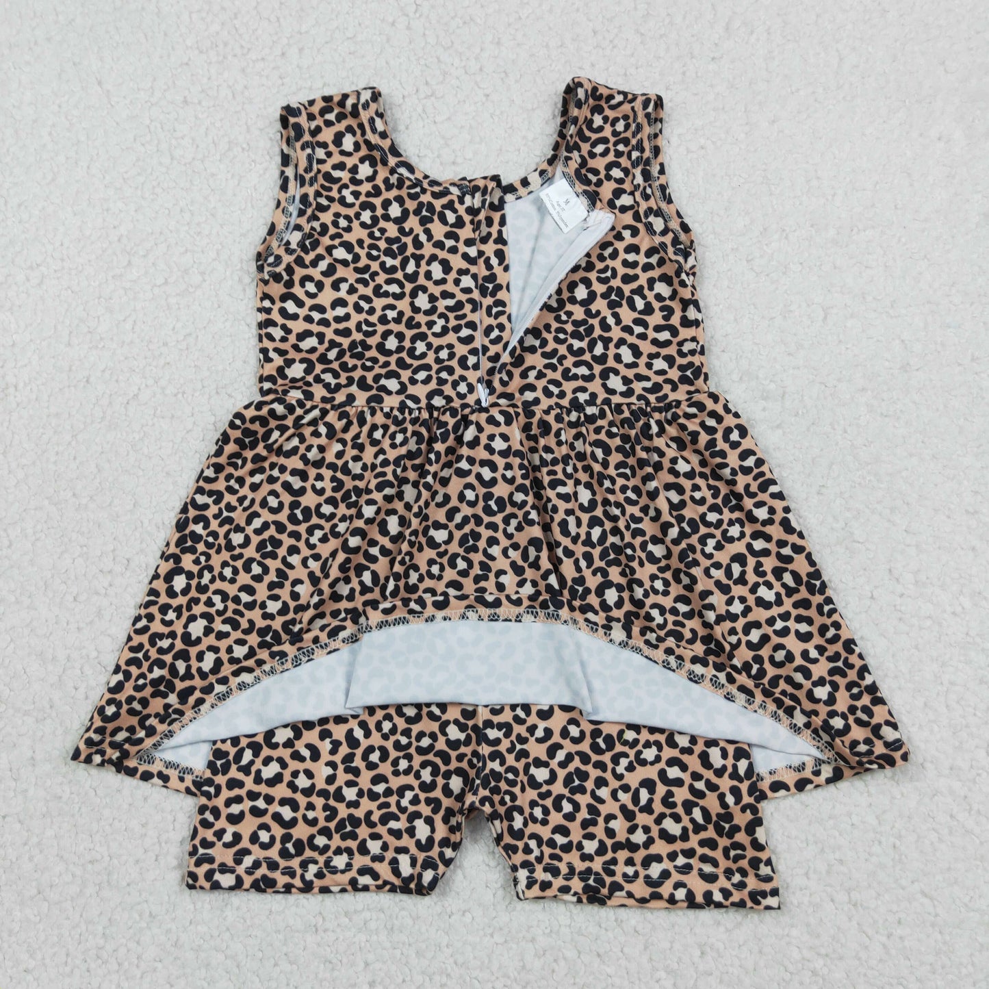 Baby Girl Infant Sleeveless Leopard Ruffle Zipper Romper Clothes RTS