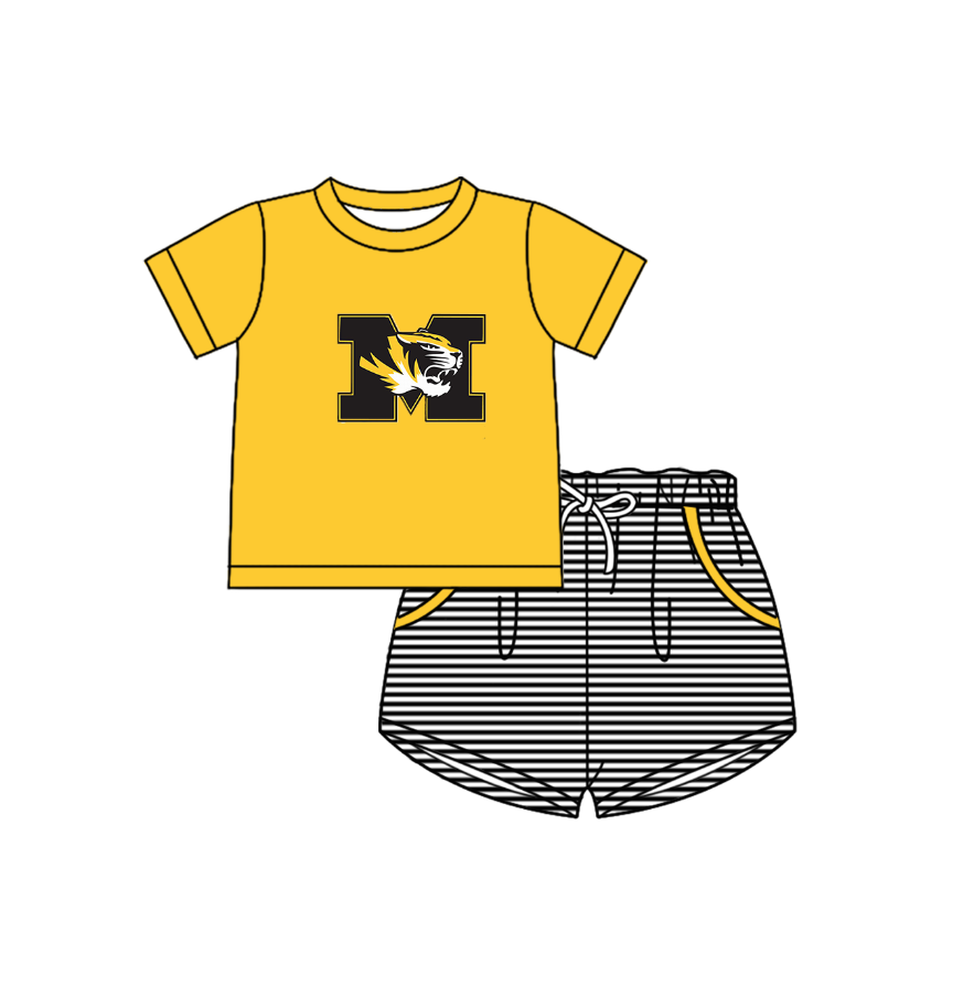 ( Moq 5 Each Style ) Baby Boys Girls Kids Yellow Stripes Team Sibling Rompers Sets