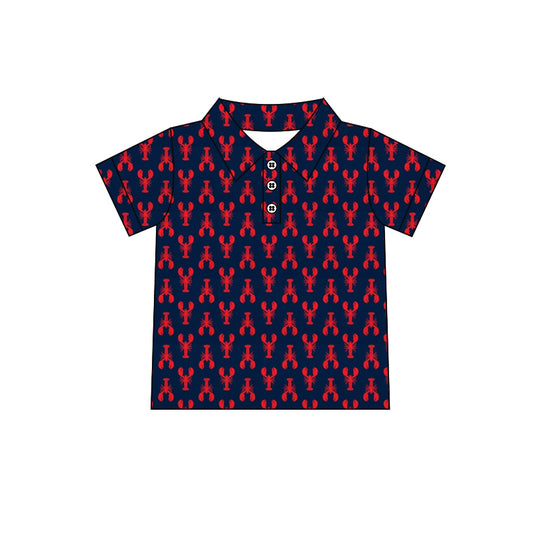 Baby Boy Short Sleeves Crawfish Buttons Shirt