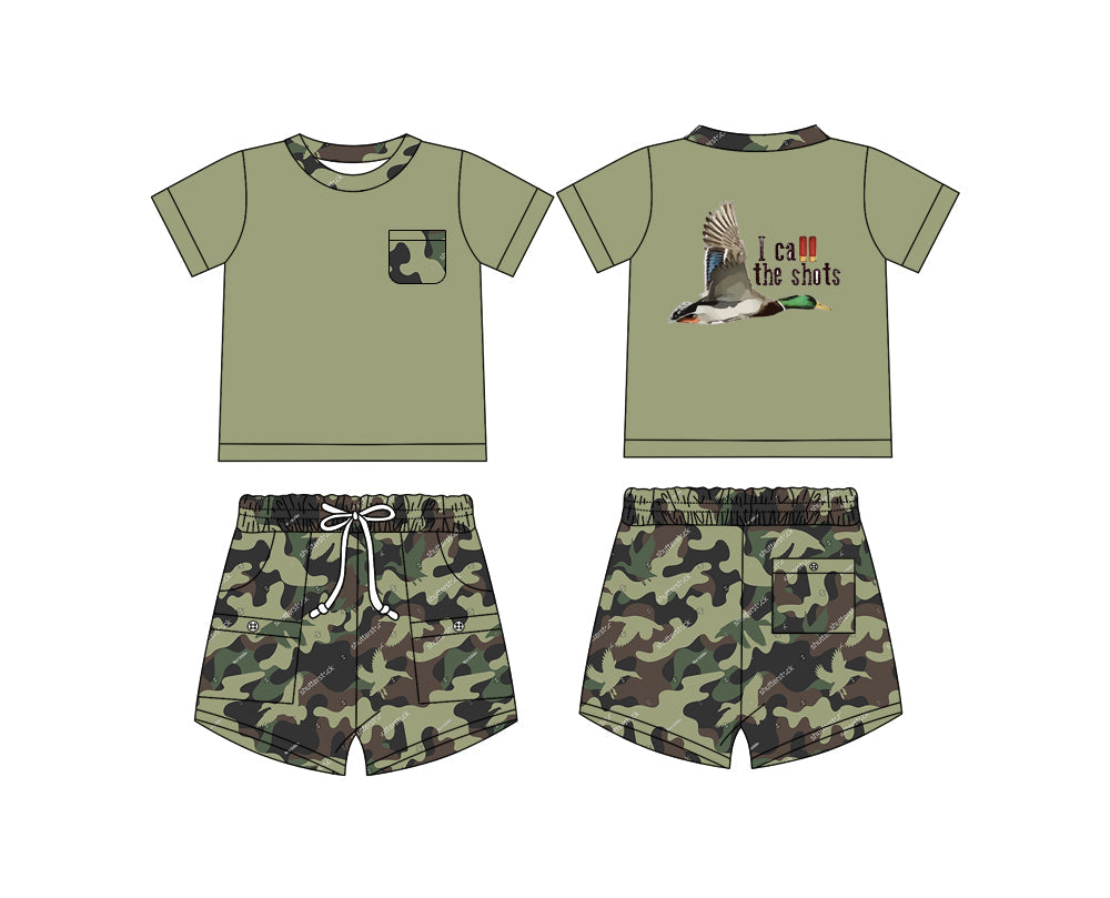 Baby Boy Short Sleeves Duck Shirt Camo Pockets Shorts Set ( Moq 5 ) 12.9