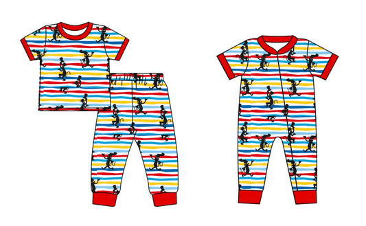 Baby Boy Short Sleeves Reading Stripes Sibling Romper Set ( Moq 5 Each Style ) 12.19