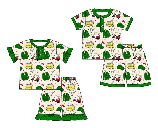 Baby Boy Girl Short Sleeves Golf Sibling Pajamas Set ( Moq 5 Each Style ) 12.20