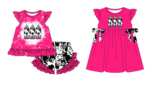 ( Moq 5 Each Style ) Sibling Baby Girls Kids Short Sleeves Pencil Back to School Dress Set Red Clothes