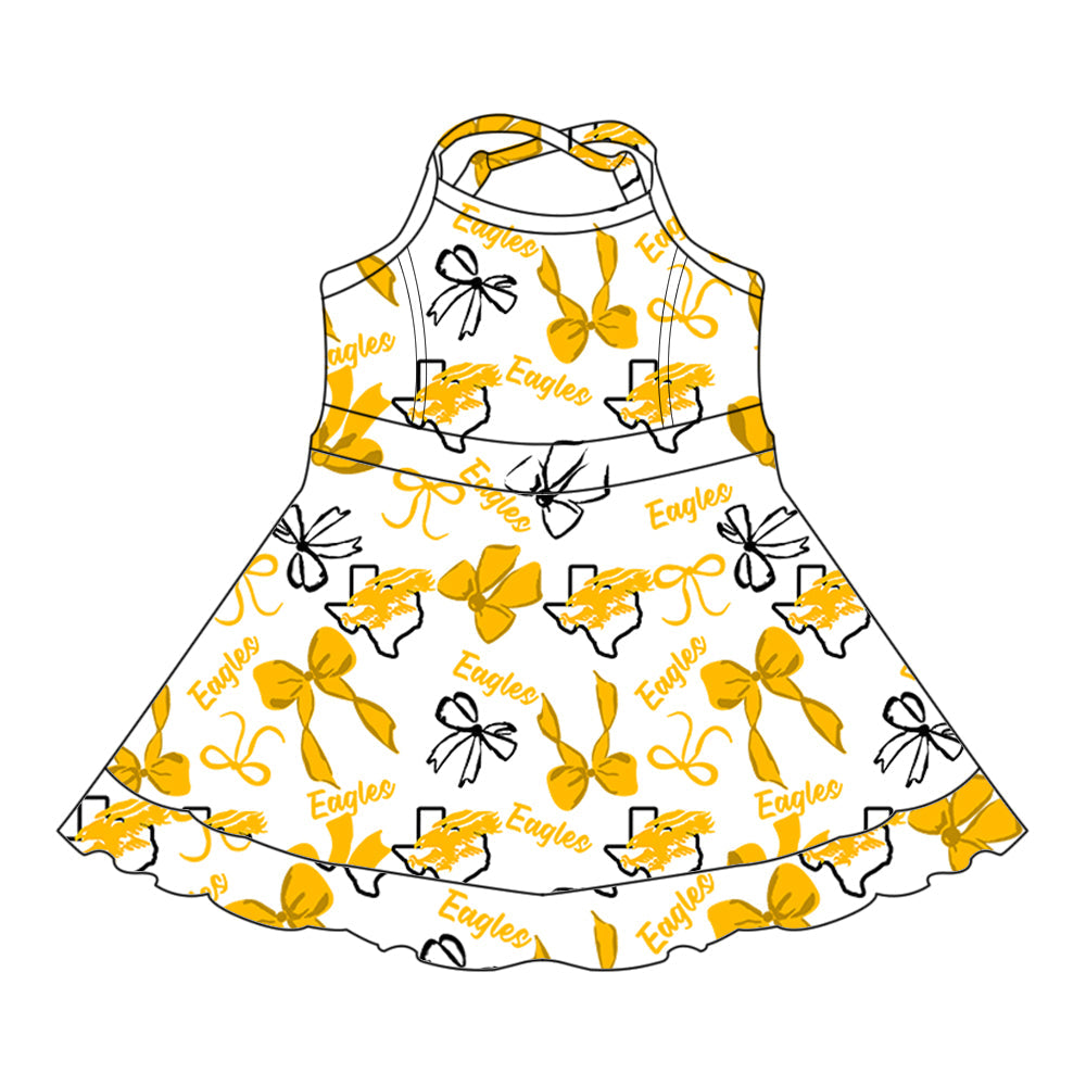 ( Moq 5 each style ) Baby Boy Girl Team Cheer Sibling Shirt Yellow Bows Jumpsuit Dress Set 8.1