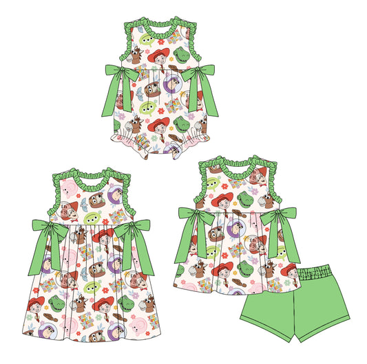Baby Girl Sleeveless Toys Bows Cartoon Sibling Romper Dress Set ( Moq 5 Each Style ) 4.3