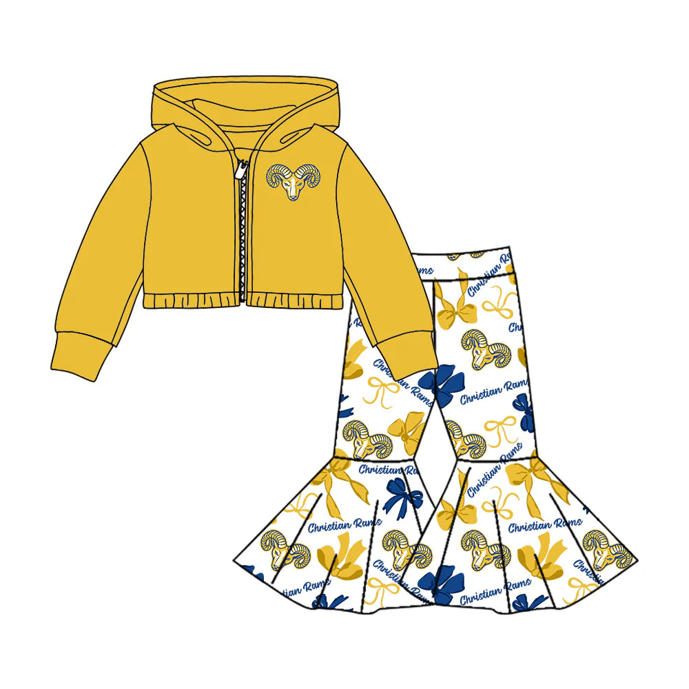 ( Moq 5 each style ) Baby Girl Team Sibling Rams Bows Dress Set 7.24