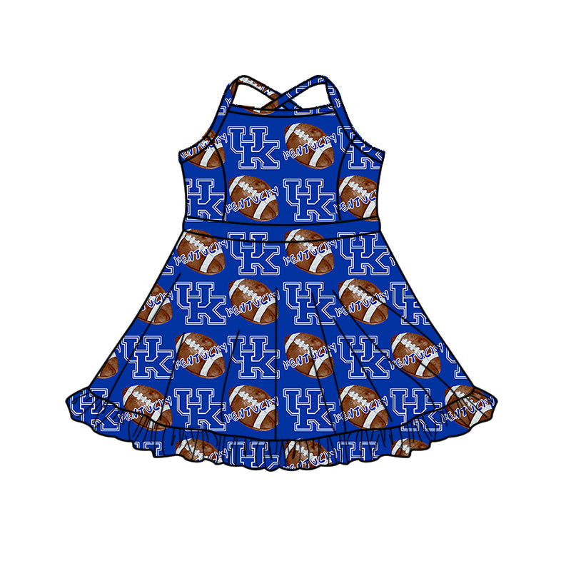 ( Moq 5 each style ) Baby Boy Girl Team Football Sibling Blue Shirt Dress Set 8.19