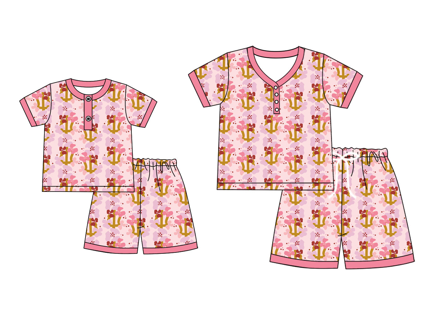 ( Moq 5 Each Style ) Baby Girl Adult Women Cactus Flower Sibling Mommy And Me Family Pajamas Set 4.25