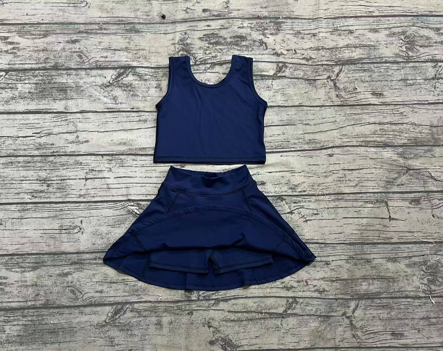 Baby Girl Navy Vest Shorts Skirt Skort Clothes Yoga Active Wear Set RTS