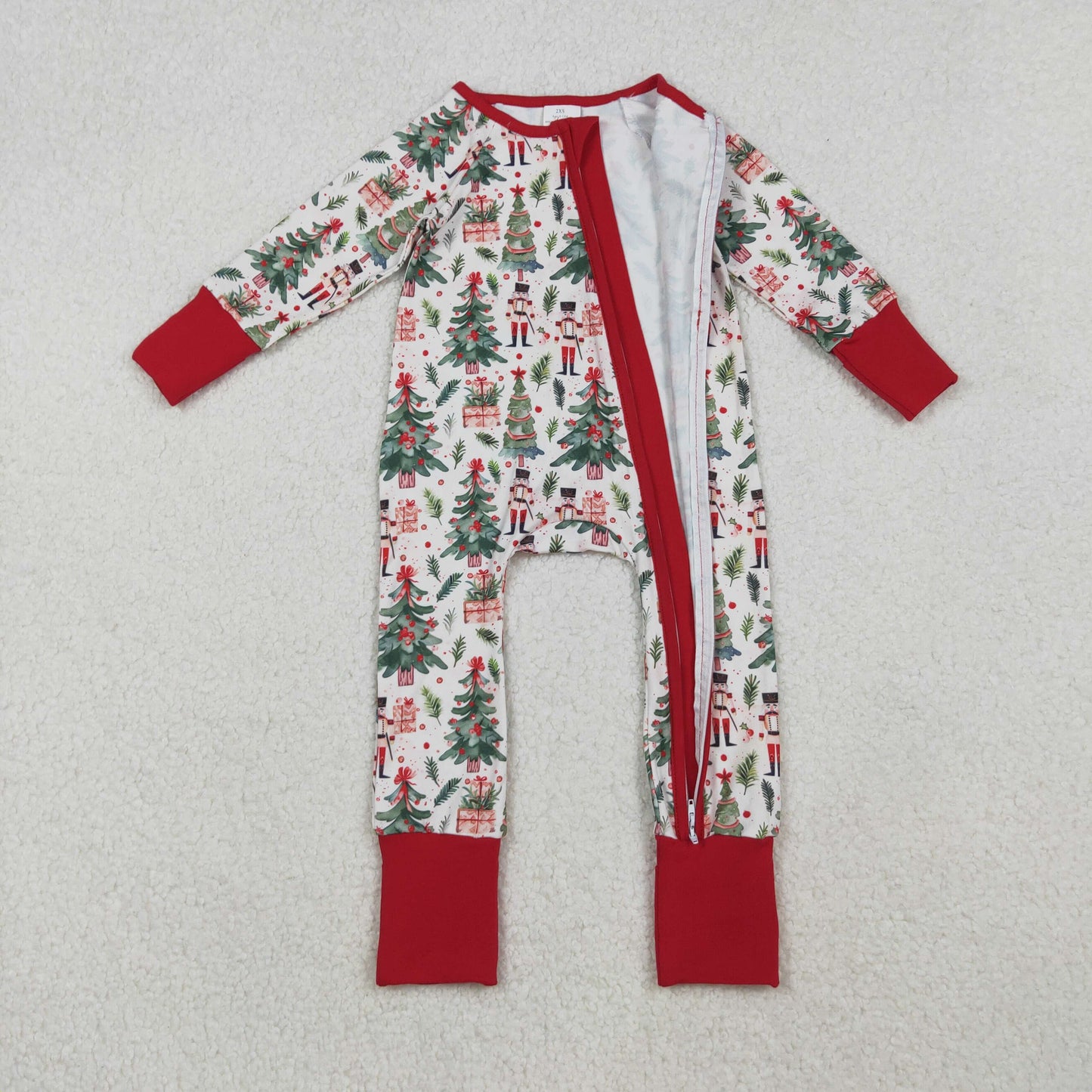 Baby Boy Infant Long Sleeves Soldiers Tree Christmas Zipper Romper RTS