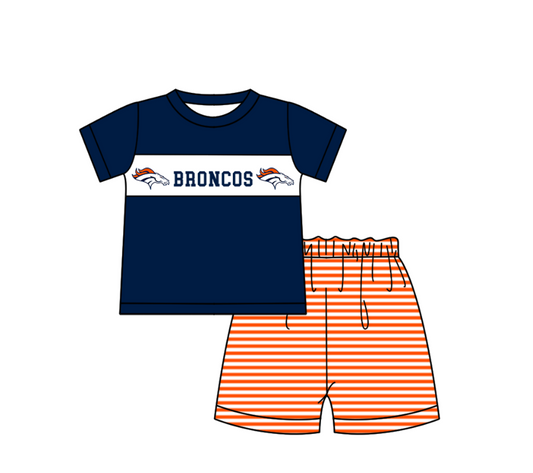 ( Moq 5 ) Baby Boys Toddler Short Sleeves Tops Stripes Shorts Team Summer Set