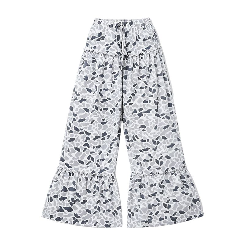 ( Moq 5 ) Preorder Adult Women Grey Camo Ruffle Pants Bottoms