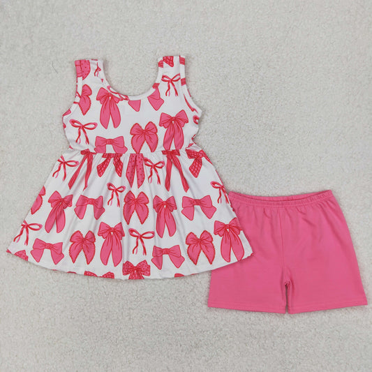 Baby Girl Sleeveless Bows Tunic Pink Shorts Set RTS
